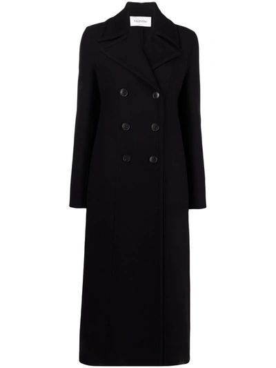 Shop Valentino Double-breasted Coat In Schwarz
