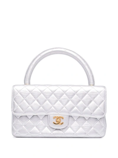 Pre-owned Chanel 1992 Diamond-quilted Rectangle-shaped Handbag In Silver