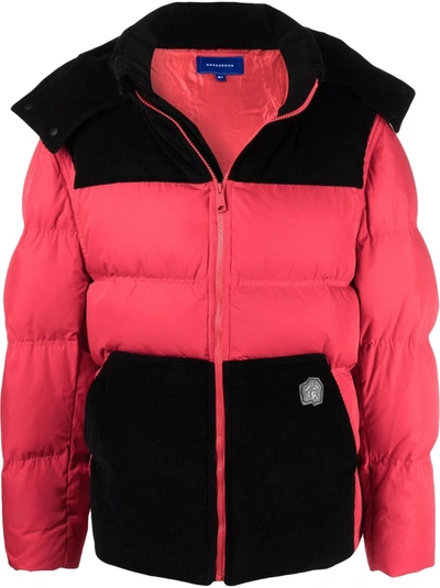 Shop Ader Error Colour-block Panelled Padded Jacket In Red