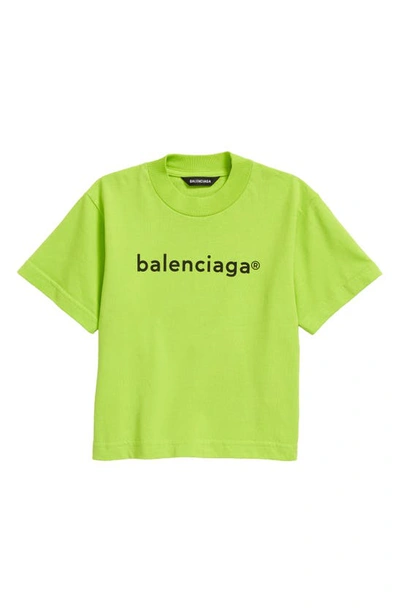 Shop Balenciaga Kids' Copyright Logo Graphic Tee In Lime/ Black