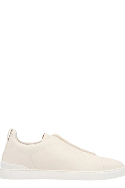 Shop Ermenegildo Zegna Triple Stitch Round Toe Sneakers In White