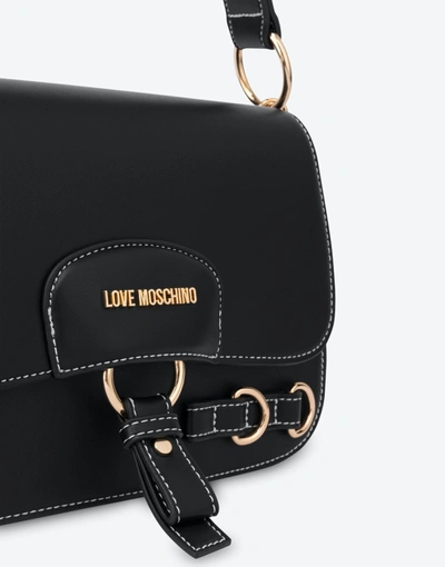 Shop Love Moschino Closure Shoulder Bag In Black