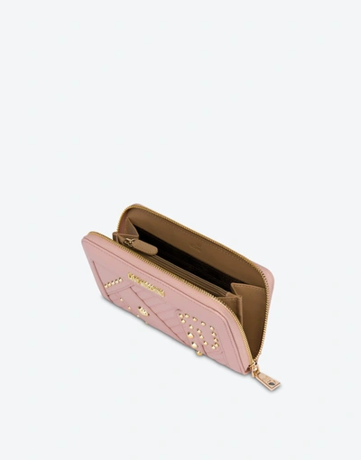 Shop Love Moschino Zip Around Wallet With Studs In Black