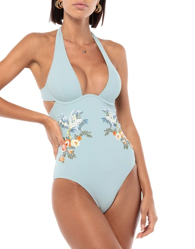 Shop Stella Mccartney One-piece Swimsuits In Sky Blue