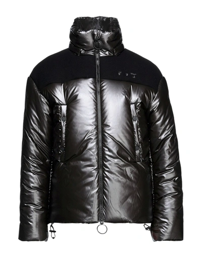 Shop Off-white Man Down Jacket Steel Grey Size Xl Polyamide, Virgin Wool