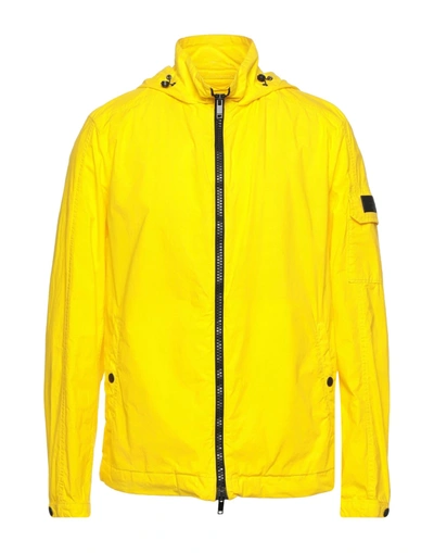 Shop Dondup Man Jacket Yellow Size 40 Cotton, Elastane