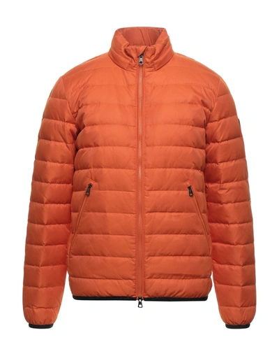 Shop Ea7 Man Down Jacket Orange Size Xxl Polyester, Polyurethane