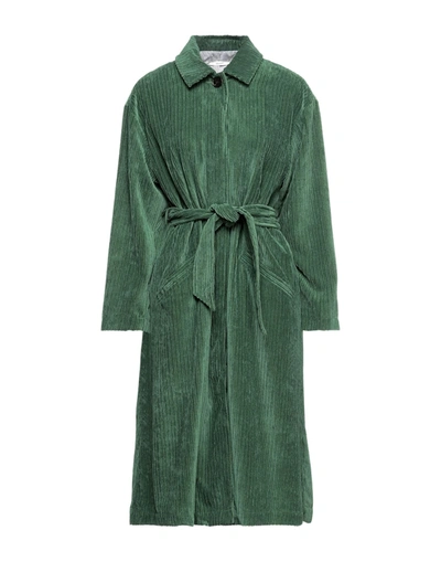 Shop Sessun Woman Overcoat Green Size Xs Polyester, Polyamide
