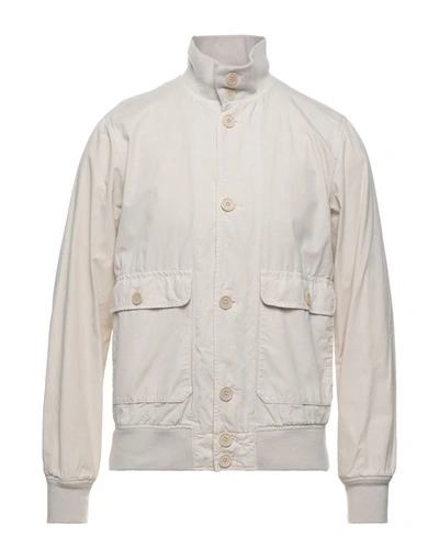 Shop Aspesi Man Jacket Ivory Size 3xl Cotton, Polyester, Polyamide, Elastane