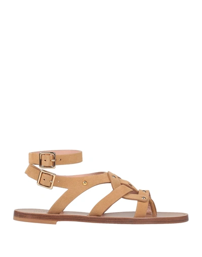 Shop Alberta Ferretti Woman Thong Sandal Sand Size 7 Soft Leather In Beige