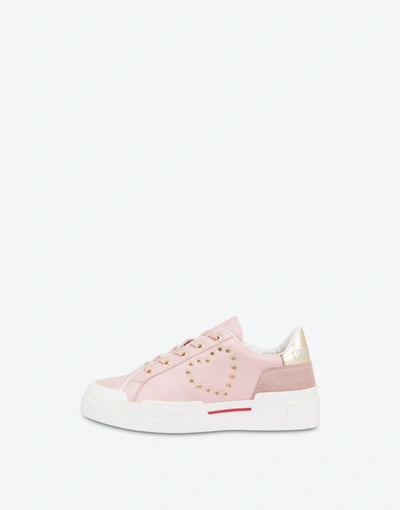 Shop Love Moschino Nappa Leather New Tassel Sneakers In Pale Pink