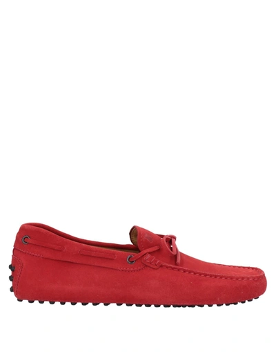Tod's Gommino Suede Driver Loafers In Red