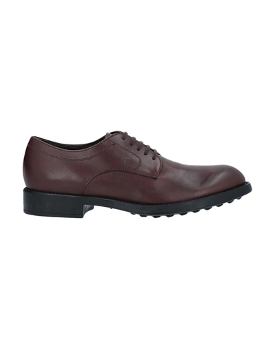 Shop Tod's Man Lace-up Shoes Deep Purple Size 8.5 Soft Leather