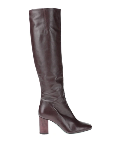 Shop Paola D'arcano Knee Boots In Deep Purple