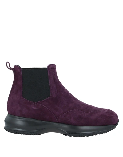 Shop Hogan Woman Ankle Boots Deep Purple Size 5.5 Leather