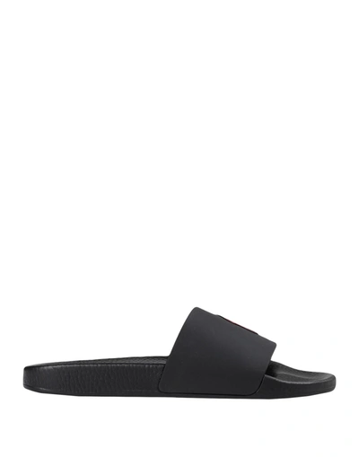 Shop Polo Ralph Lauren Polo Slippers Man Sandals Black Size 9 Synthetic Fibers