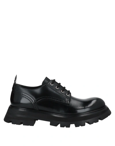 Shop Alexander Mcqueen Woman Lace-up Shoes Black Size 5.5 Soft Leather