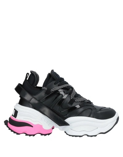 Shop Dsquared2 Woman Sneakers Black Size 5 Soft Leather, Textile Fibers