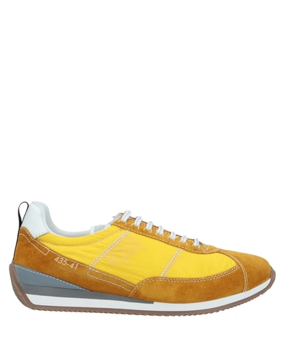 Shop Brimarts Man Sneakers Ocher Size 7 Soft Leather, Textile Fibers In Yellow