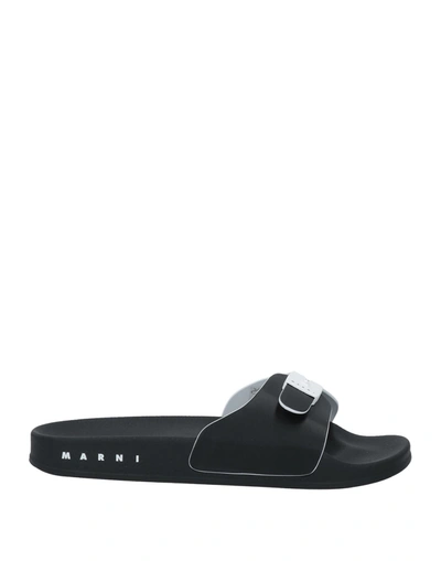 Shop Marni Man Sandals Black Size 8 Textile Fibers