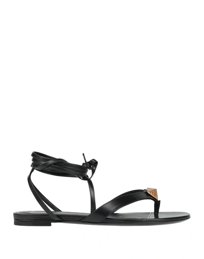 Valentino Toe Strap Sandals In Black