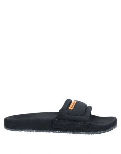 Shop Heron Preston Man Sandals Black Size 7 Soft Leather, Textile Fibers