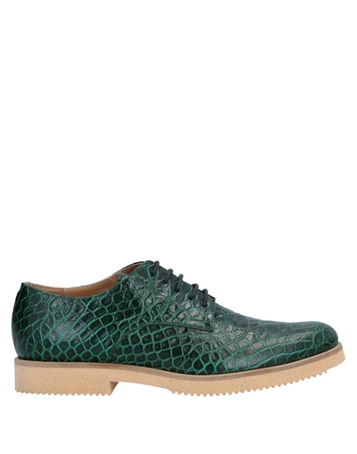 Shop Stephen Venezia Woman Lace-up Shoes Emerald Green Size 7 Soft Leather