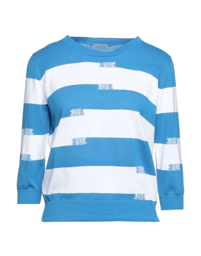 Shop Malo Woman Sweater Azure Size 4 Cotton In Blue