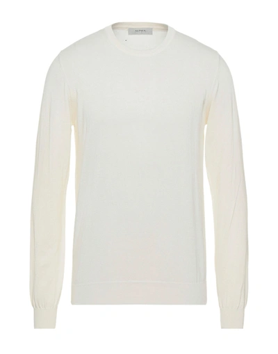 Shop Alpha Studio Man Sweater White Size 40 Cotton