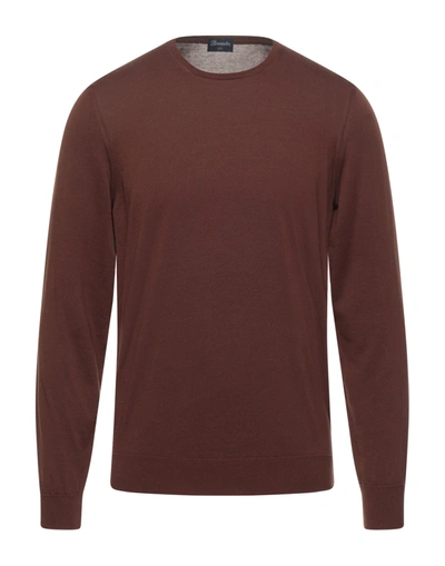 Shop Drumohr Man Sweater Cocoa Size 42 Cotton