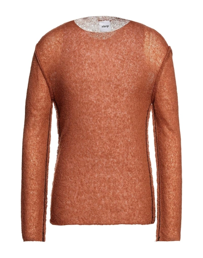 Shop Akep Man Sweater Brown Size M Acrylic, Polyamide, Mohair Wool