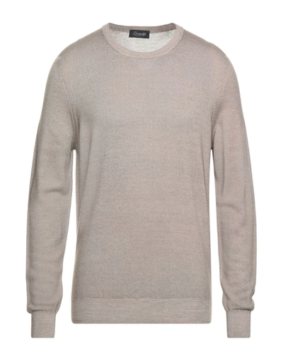 Shop Drumohr Man Sweater Sand Size 40 Merino Wool In Beige