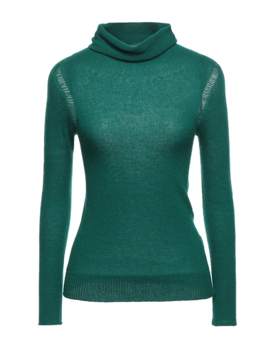 Shop Pianurastudio Woman Turtleneck Emerald Green Size Xl Merino Wool, Viscose, Nylon, Cashmere