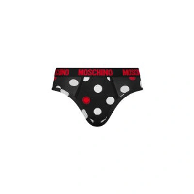 Shop Moschino All-over Polka Dots Briefs In Black