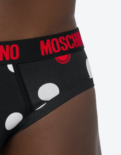 Shop Moschino All-over Polka Dots Briefs In Black
