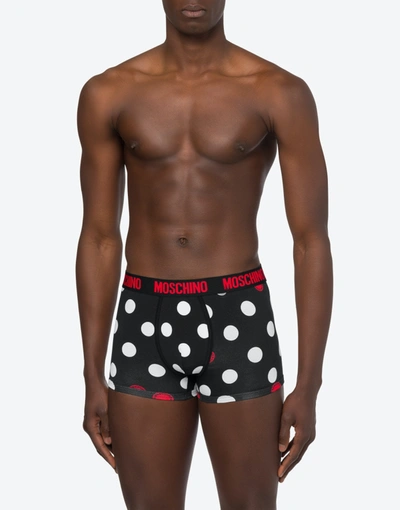 Shop Moschino All-over Polka Dots Boxer In Black