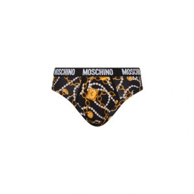 Shop Moschino All-over Teddy Chain Briefs In Black