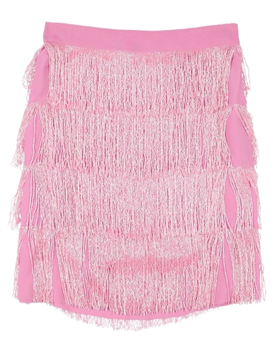 Shop Alberta Ferretti Woman Mini Skirt Pink Size 6 Acetate, Silk, Polyamide, Glass, Cotton