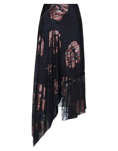 Shop Roland Mouret Woman Maxi Skirt Midnight Blue Size 6 Silk, Acetate, Polyester