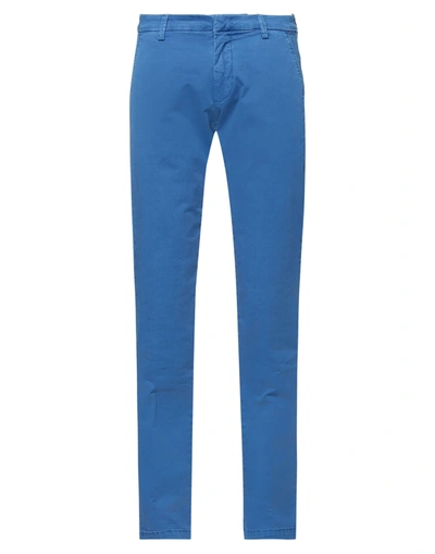Shop Massimo Brunelli Man Pants Azure Size 36 Cotton, Elastane In Blue