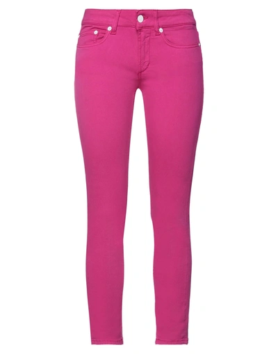 Shop Dondup Woman Denim Pants Fuchsia Size 27 Cotton, Elastomultiester, Elastane In Pink