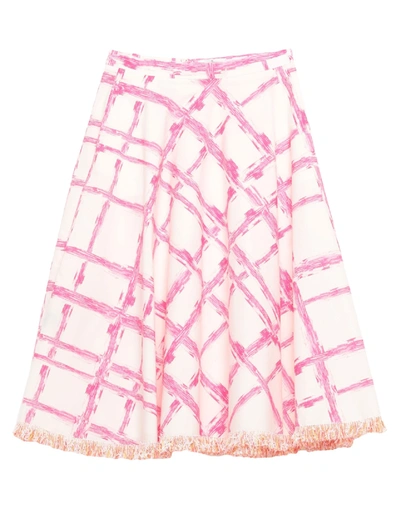 Shop Bruno Manetti Woman Midi Skirt Fuchsia Size 6 Cotton, Elastane In Pink