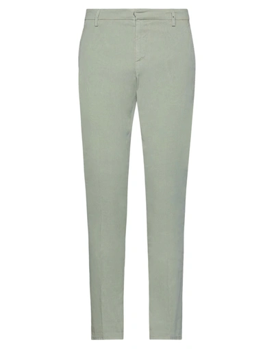 Shop Dondup Man Pants Sage Green Size 33 Cotton, Linen, Elastane