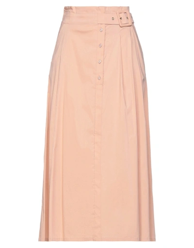 Shop Patrizia Pepe Woman Midi Skirt Blush Size 2 Cotton, Polyamide, Elastane In Pink