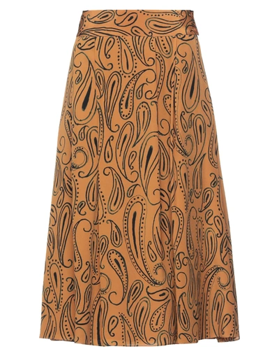 Shop Aspesi Woman Midi Skirt Camel Size 6 Silk In Beige