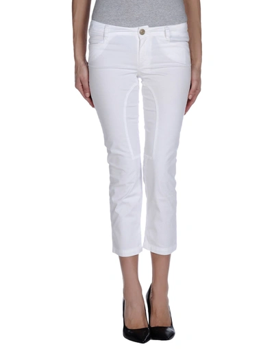 Shop Siviglia Woman Cropped Pants White Size 25 Cotton, Elastane