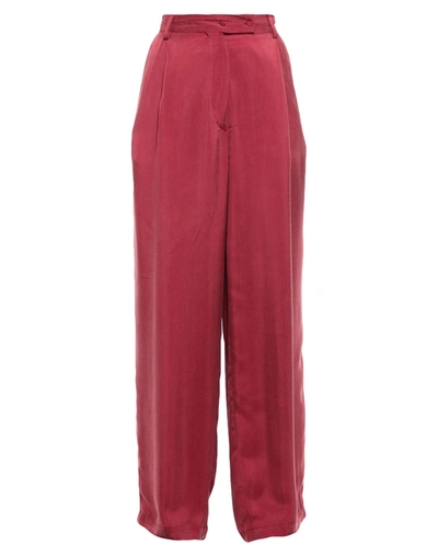 Shop Maison Fl Neur Maison Flâneur Woman Pants Burgundy Size 6 Cupro In Red