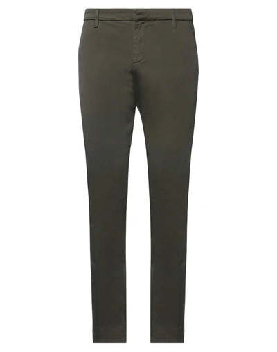 Shop Dondup Man Pants Military Green Size 35 Cotton, Elastane