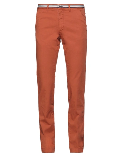 Shop Mason's Man Pants Rust Size 28 Cotton, Elastane In Red