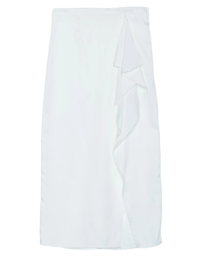 Shop Actualee Woman Midi Skirt White Size 6 Polyester